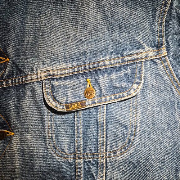 Vintage Lee Storm Rider Sherpa Lined Denim Jacket Men's 46 - Picture 5 of 16